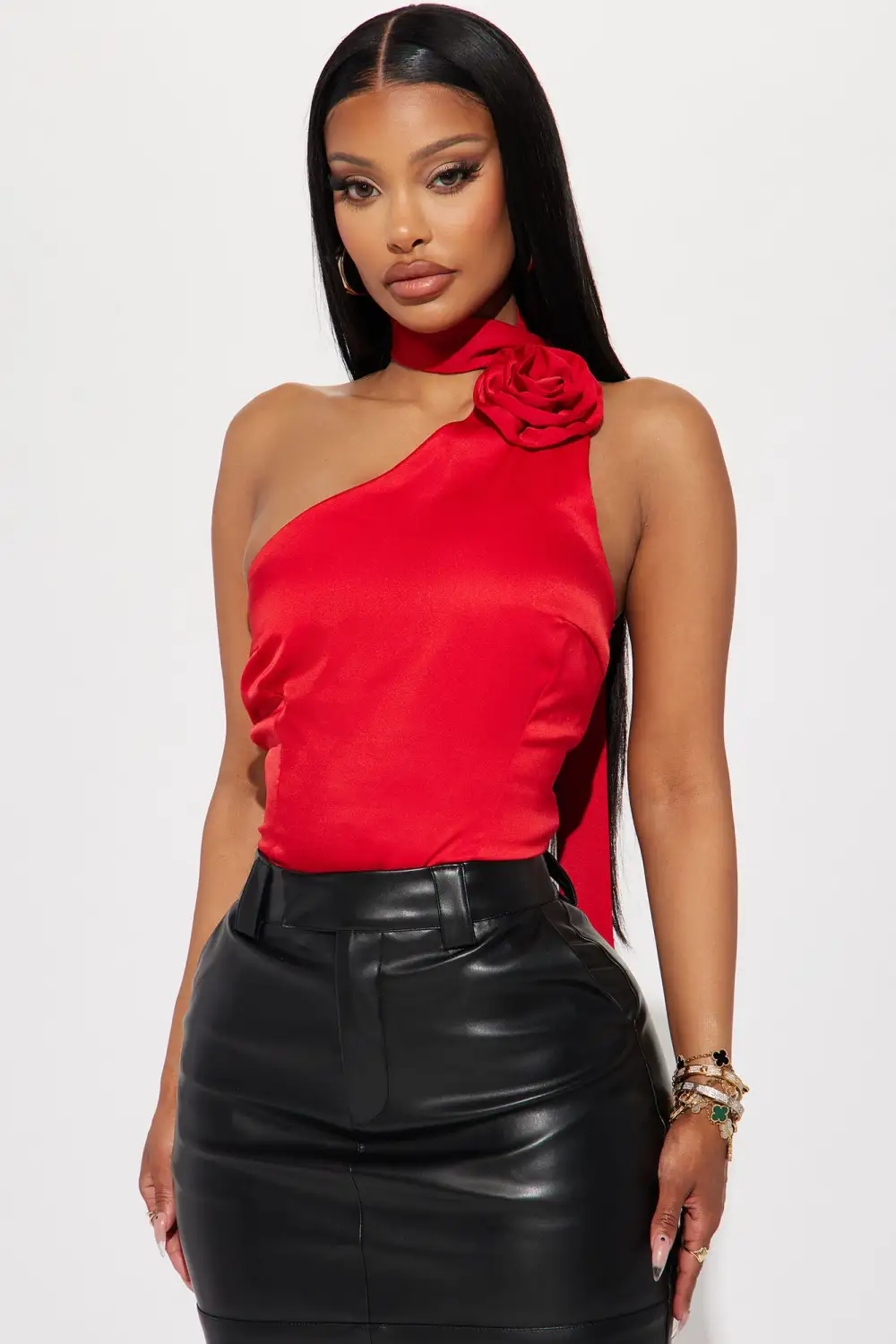 Rosey Cheeks Satin Top - Red