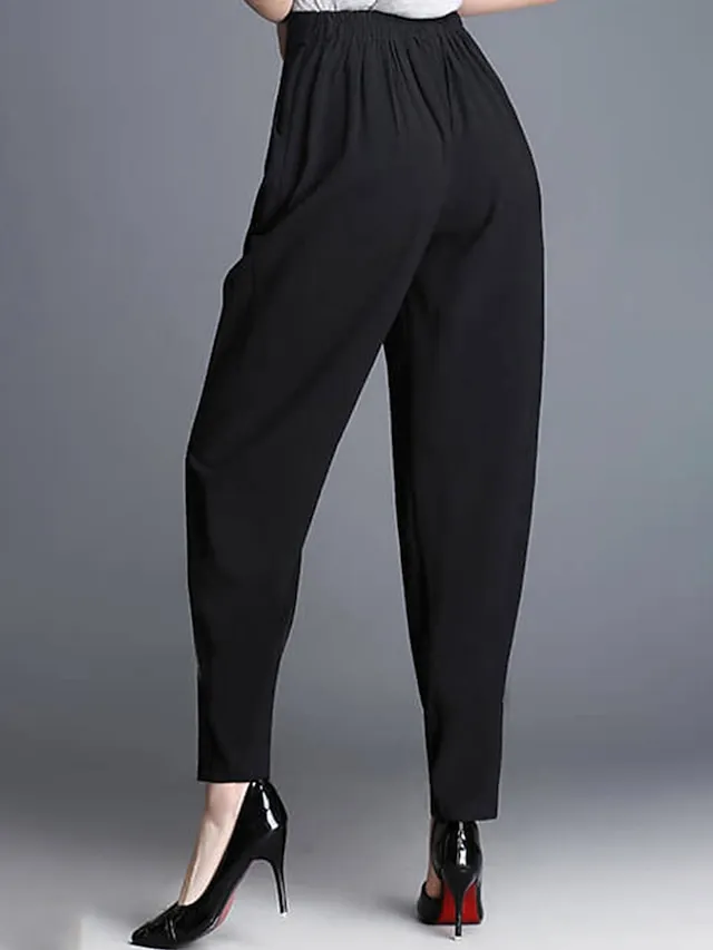 Women's Skinny Pants Trousers Tapered Carrot Pants Black High Waist Fashion Streetwear Street Daily Wear Vacation Pocket Full Length Comfort Plain S M L XL 2XL