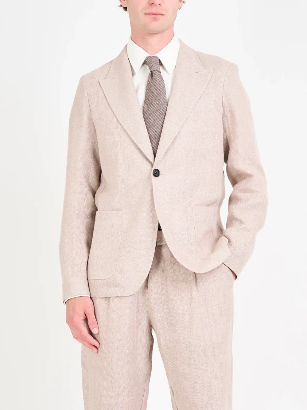 Pink Casual Style Lapel Linen Blazers