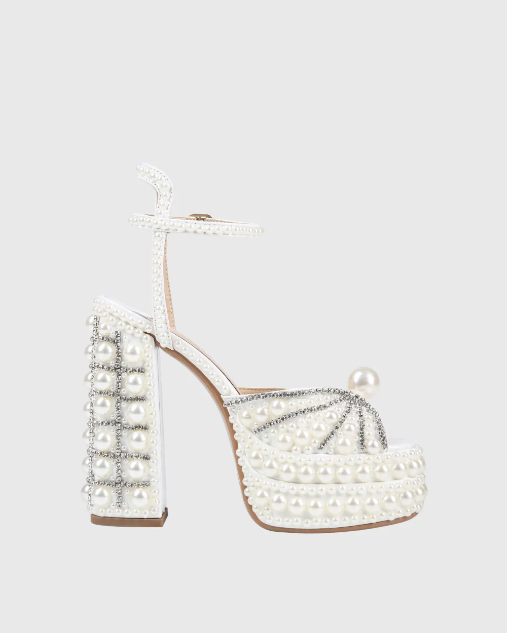 Rhinestone Pearl Platform Strap Sandals