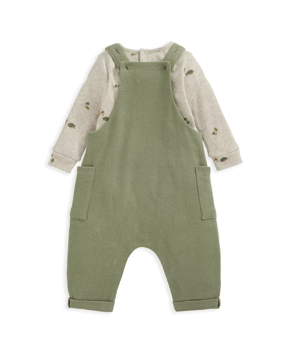 Dungarees & Bodysuit Outfit Set - Green