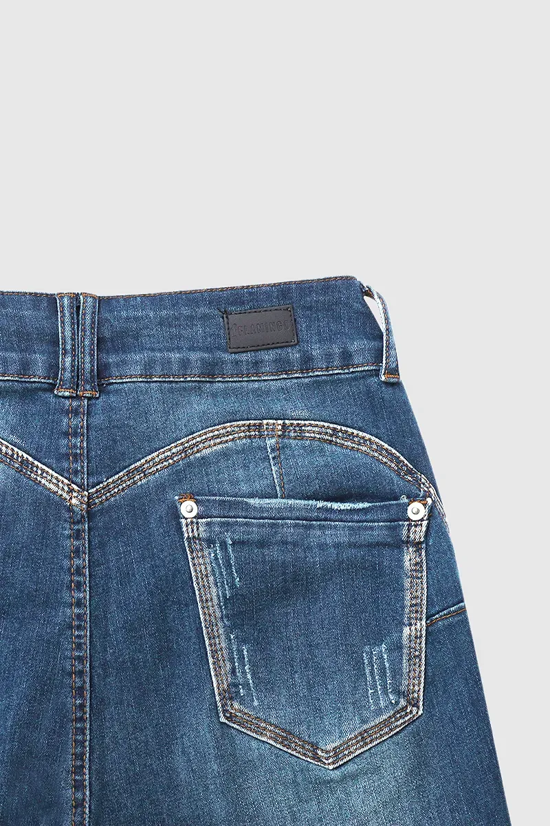 Ripped Roll Up Hem Capris Jeans