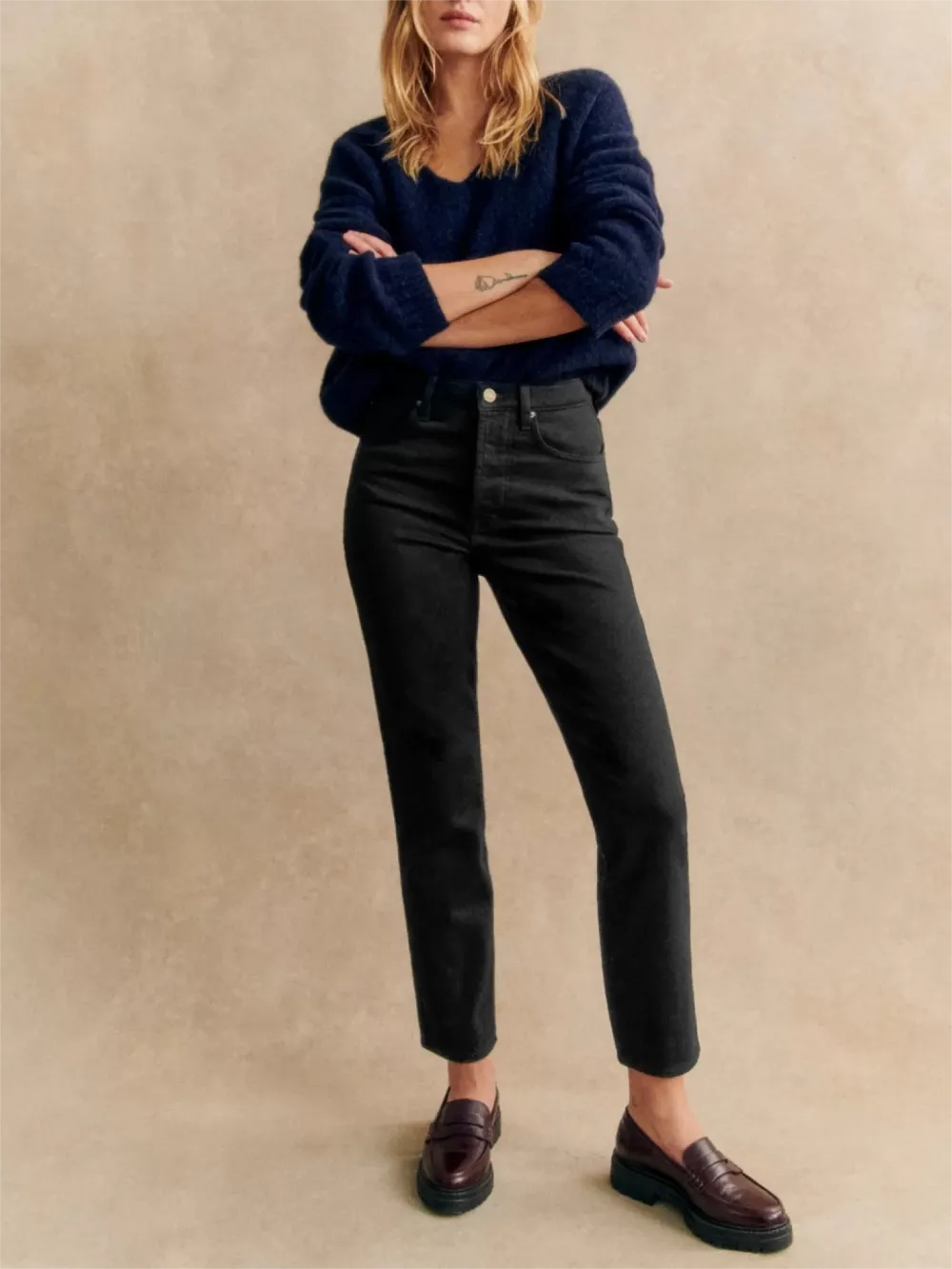 Button Fly Black Denim