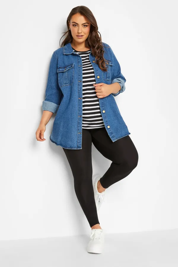 YOURS FOR GOOD RECYCLED Curve Navy Blue Stretch Viscose Leggings