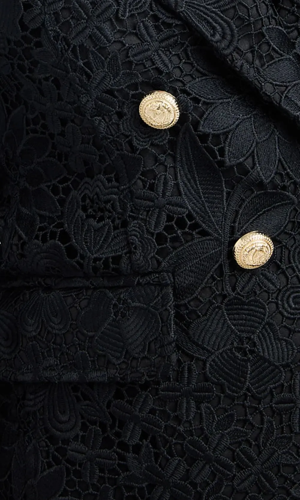 Buttoned Lapel Tweed Blazer