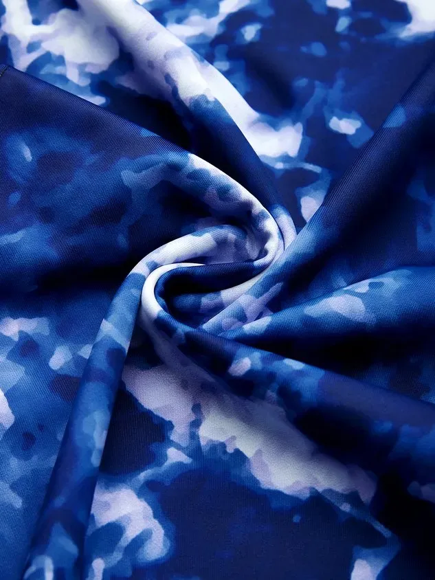 Casual Tie-Dye Pattern Printing Scoop Neck Tankinis Two-Piece Set