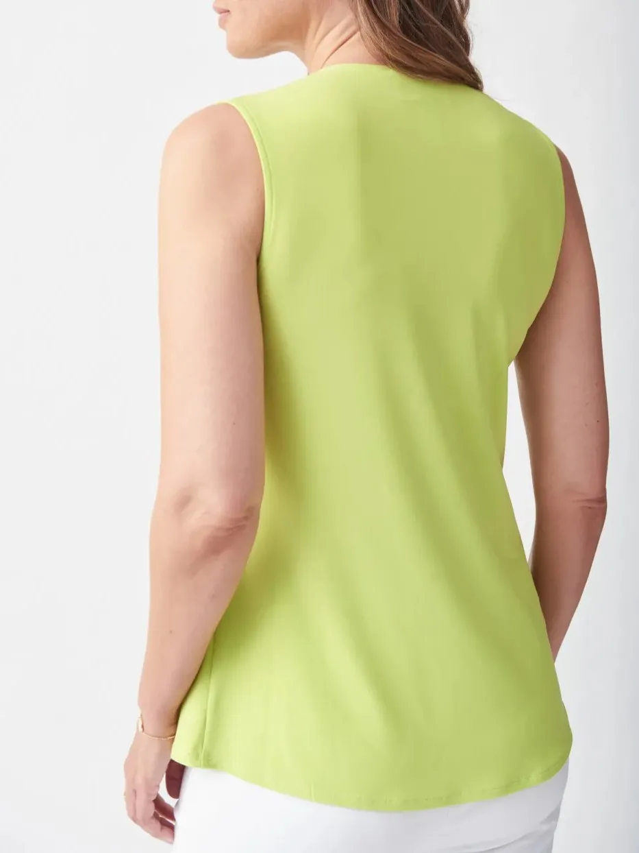 Lime Green Asymmetric Sleeveless Blouse