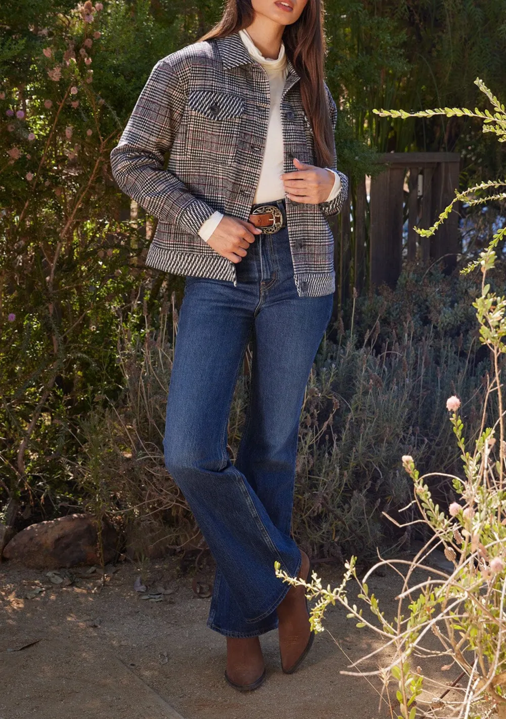 Plaid Drop Shoulder Jacket