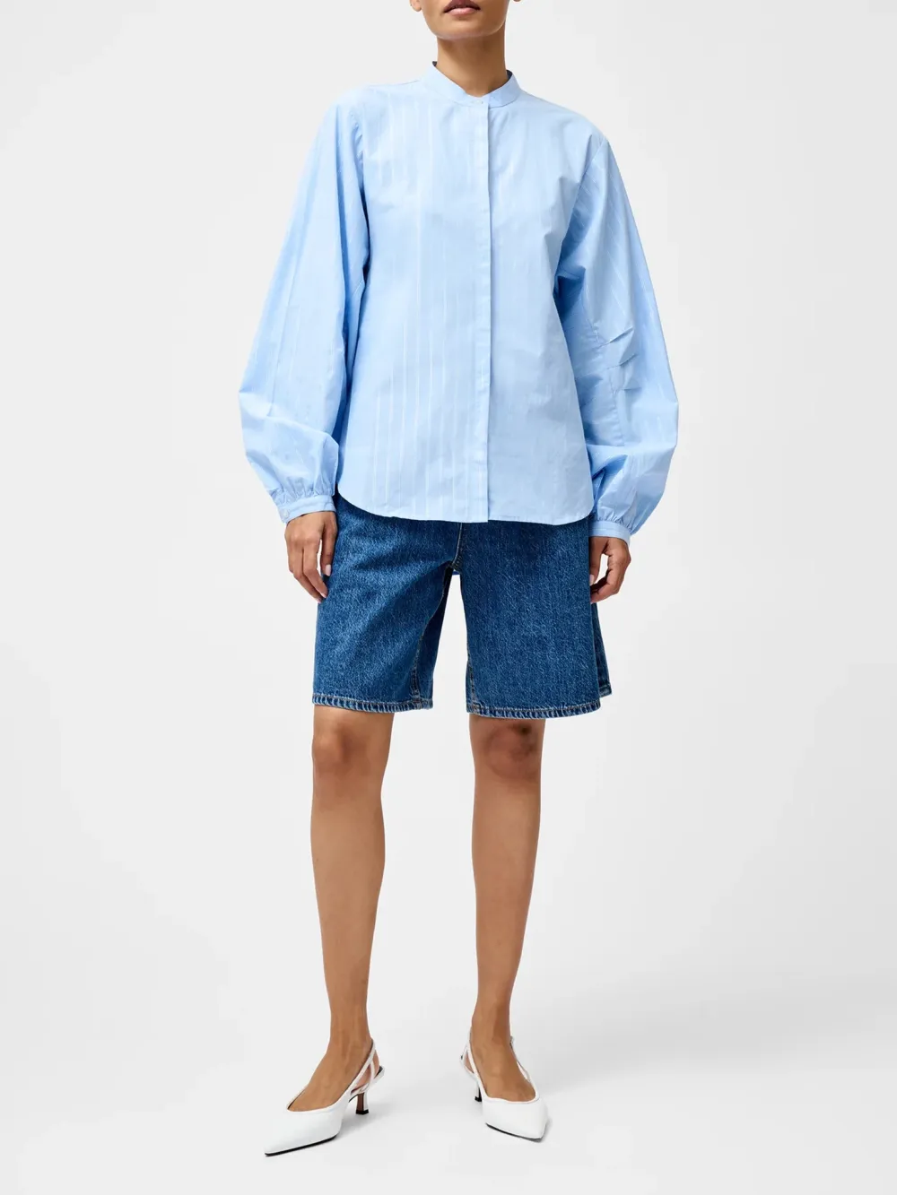 Classic Modern Striped Stand Collar Shirt