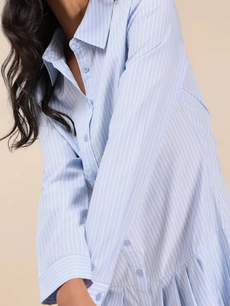 Pleated Hem Shirt Dress