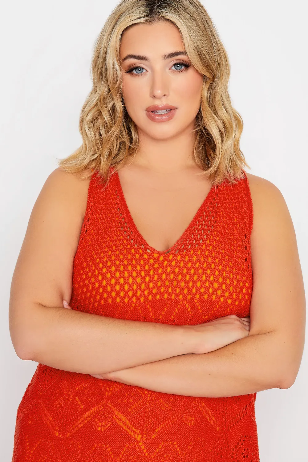 YOURS Curve Red Crochet Midaxi Dress