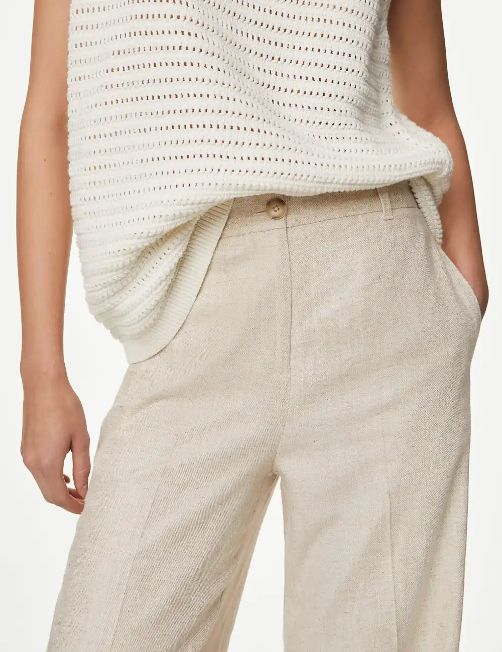 Dark Natural Wide Leg Drape Trousers