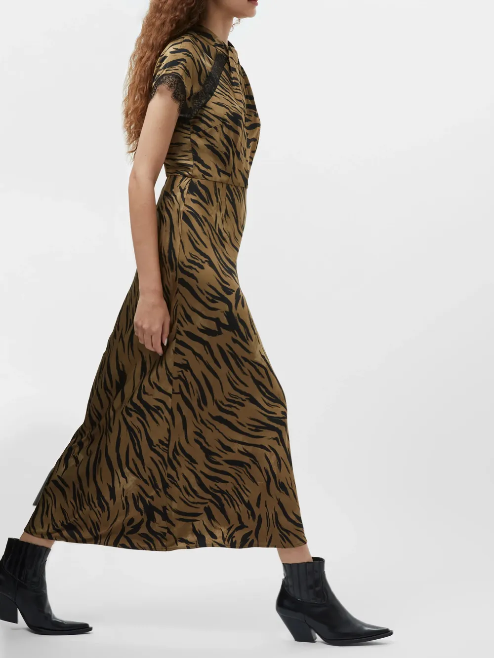 Eco-Friendly Satin Elegant Leopard Print Dress