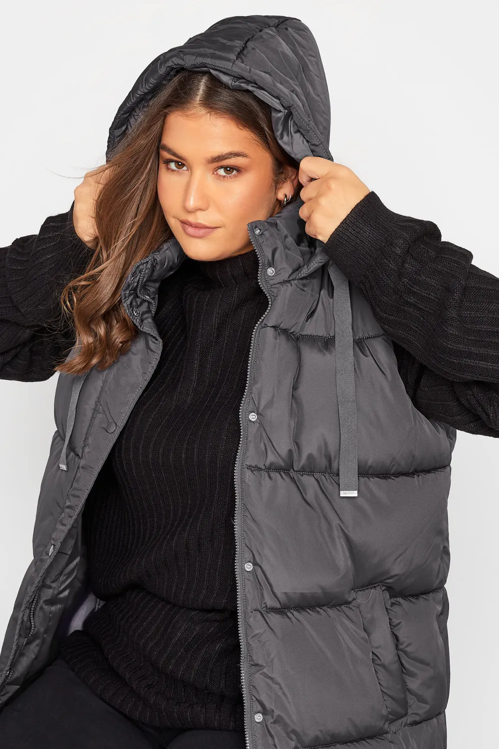 LTS Tall Grey Longline Puffer Gilet
