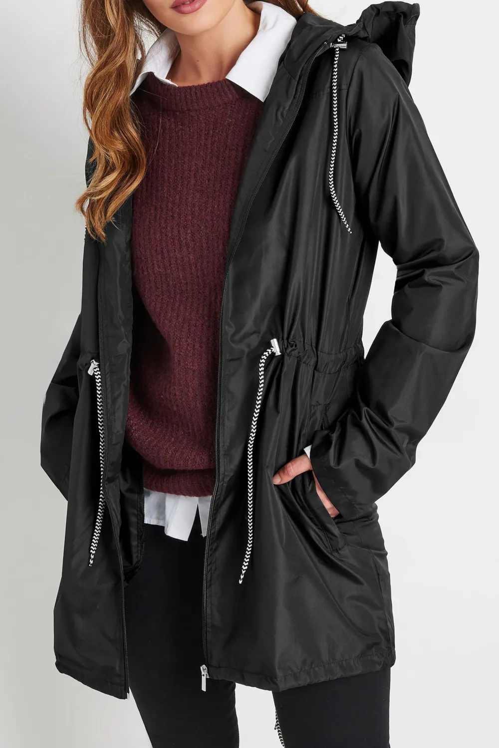 Casual Style Black Pocket Parka