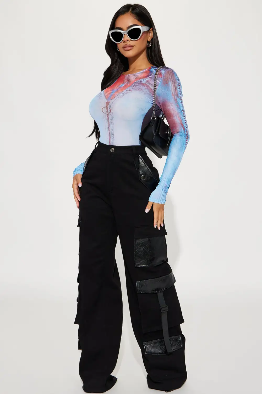 Too Hot To Handle Mesh Bodysuit - Blue/combo