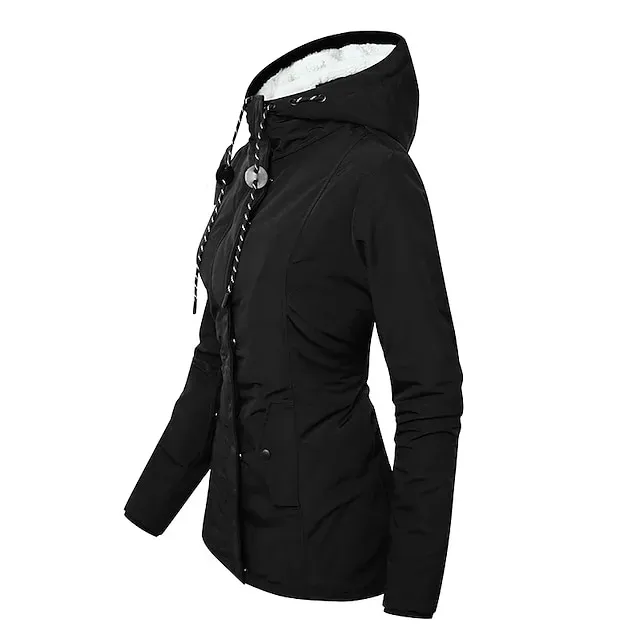 Women's Parka Waterproof Puffer Jacket Thermal Warm Heated Coat Fleece Lined Winter Coat Windproof Outdoor Zip up Hooded Coat Sports Hiking Jacket Purple Pink