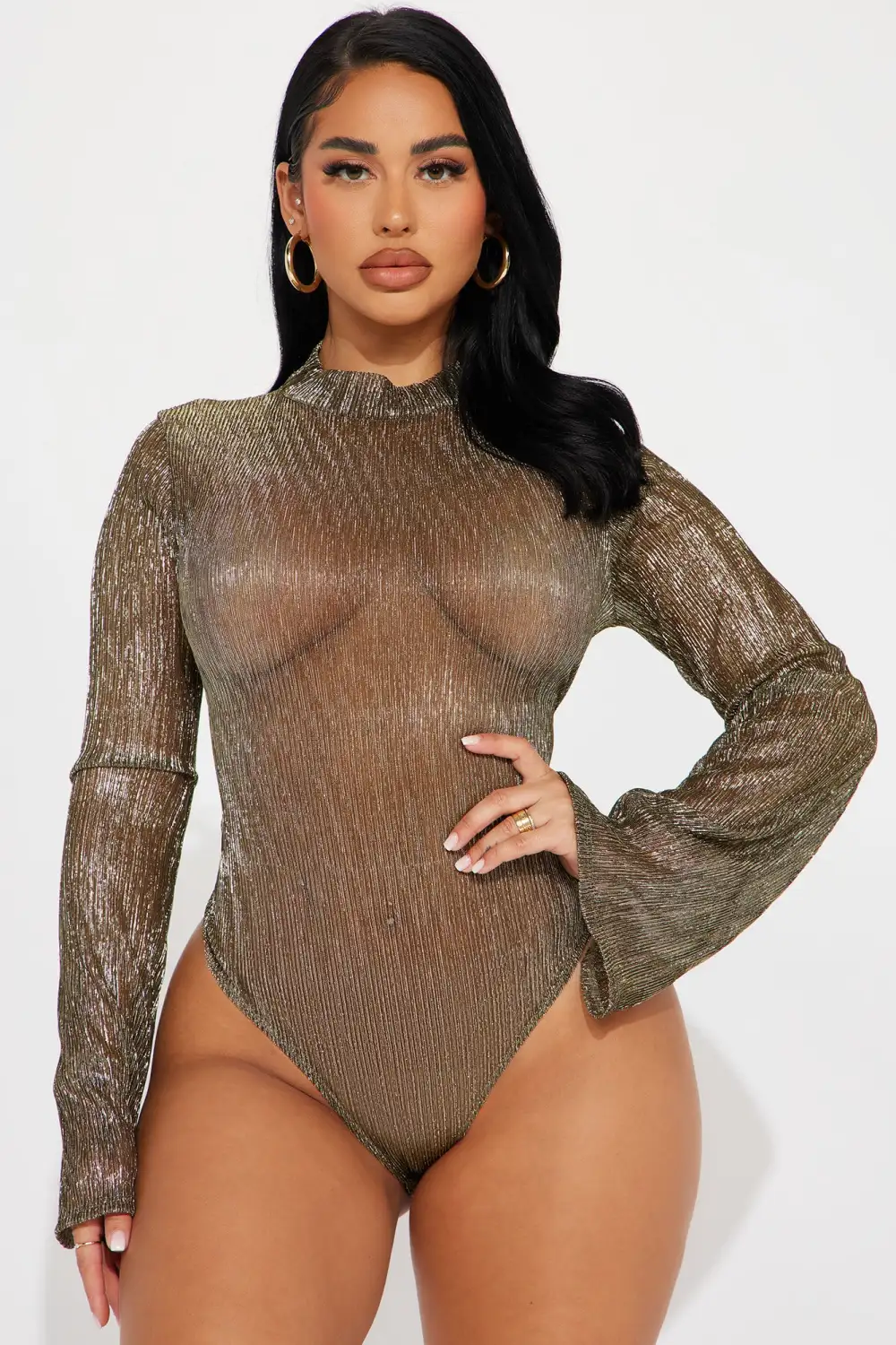 Night Out With You Bodysuit - Gold