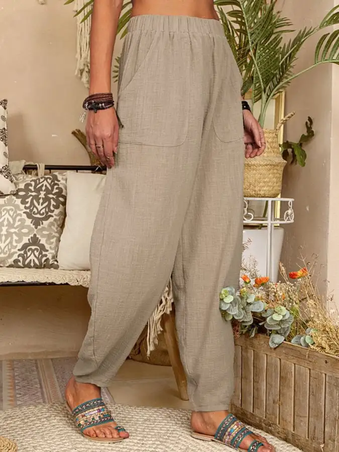 Women's Casual Pocket Loose Trousers