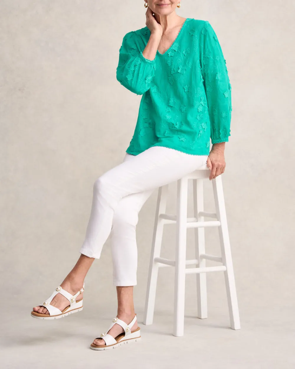 Lace Trim Embroidered Top