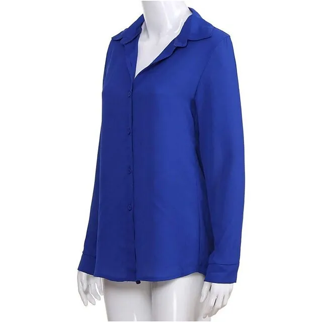 Women's Blouse Shirt Plain Shirt Collar Business Basic Elegant Tops Blue Yellow Gray
