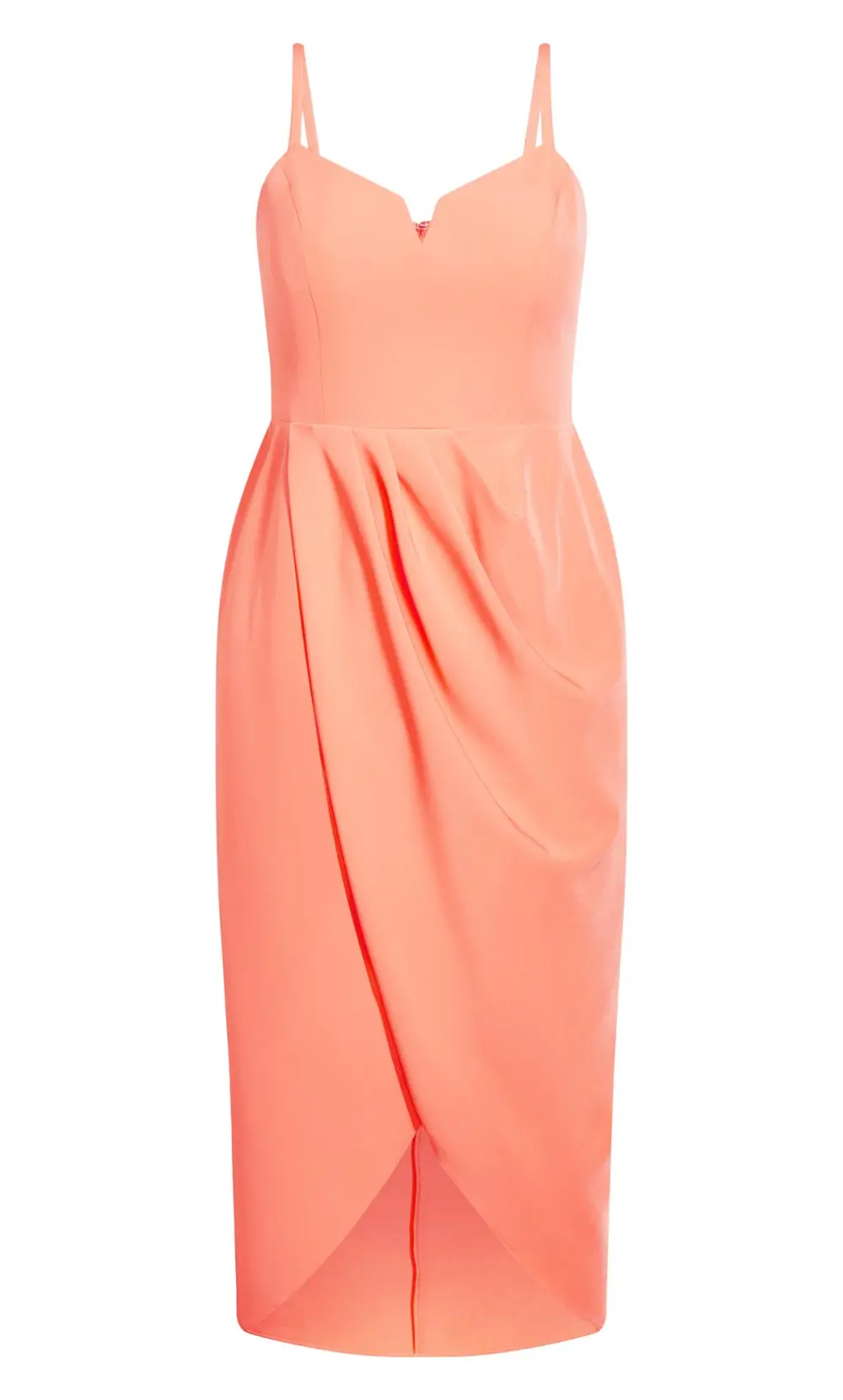 Evans Coral Orange Wrap Midi Dress