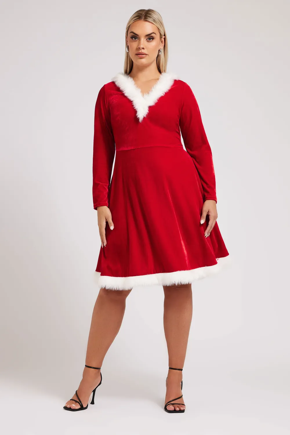 YOURS LONDON Curve Red Velvet Santa Dress