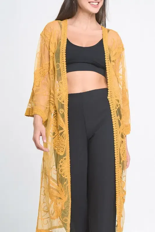 Butterfly Pattern Lace Kimono  choice of colors