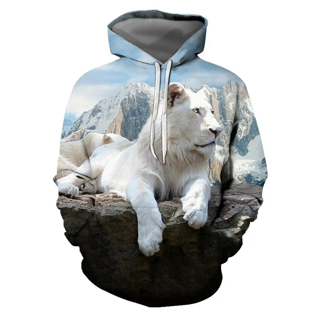 3D Graphic Printed Hoodies Small Lion