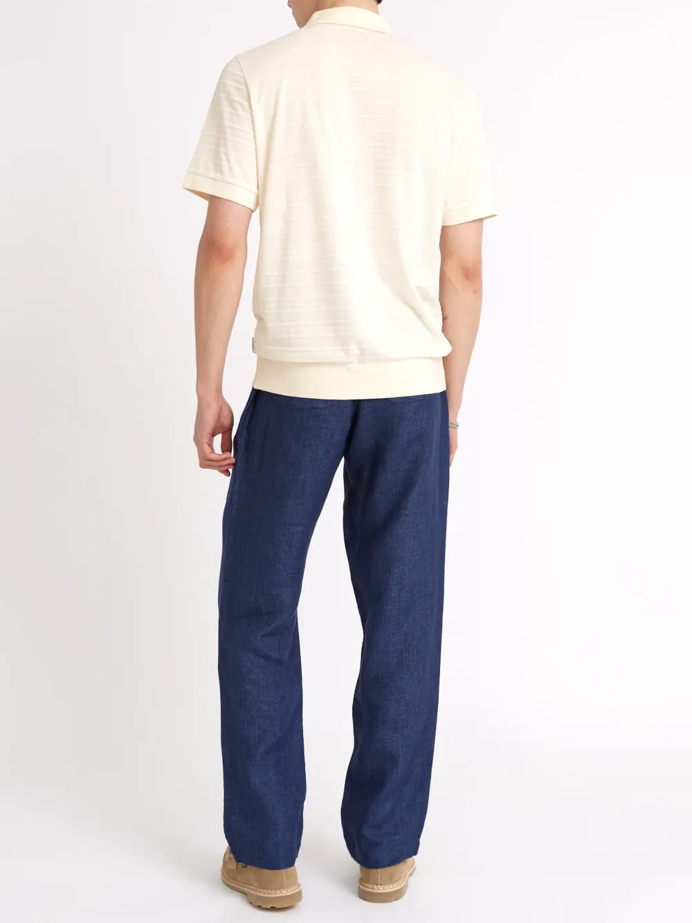 Cream Casual Style Short Sleeve Polo Shirt