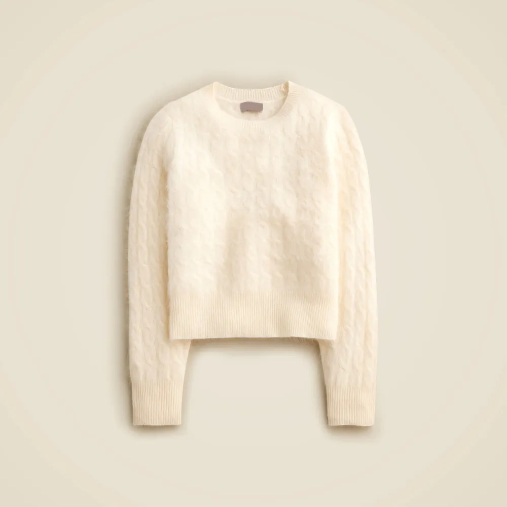 Brushed Cashmere Shrunken Crewneck Sweaters