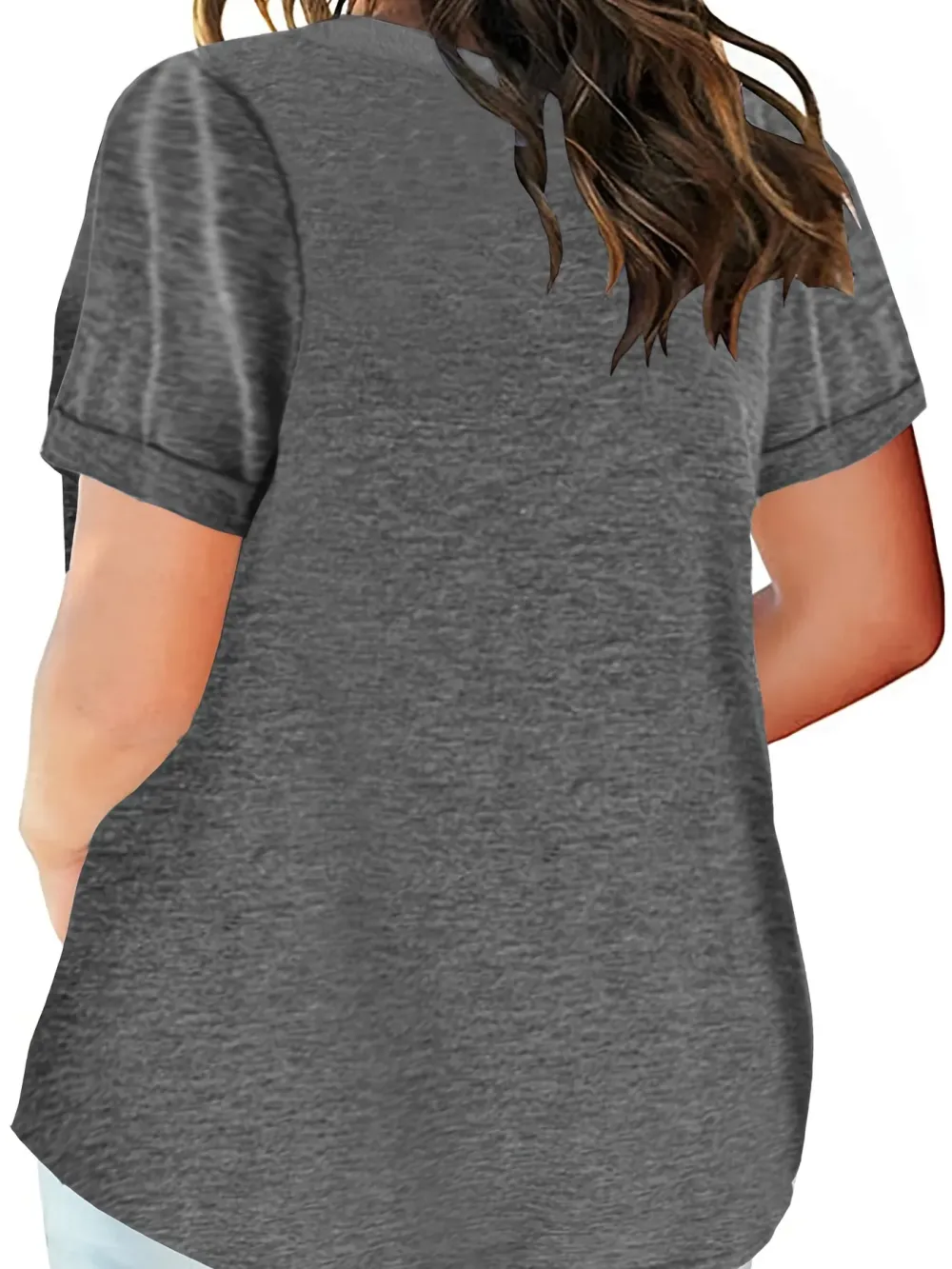 Plus Size Button Front Short Sleeve T-shirt, Women's Plus Slight Stretch Casual Tee