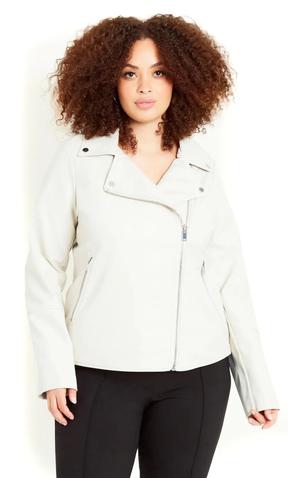 Evans White Faux Leather Jacket