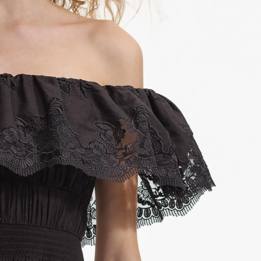 Black Cotton Midi Dress