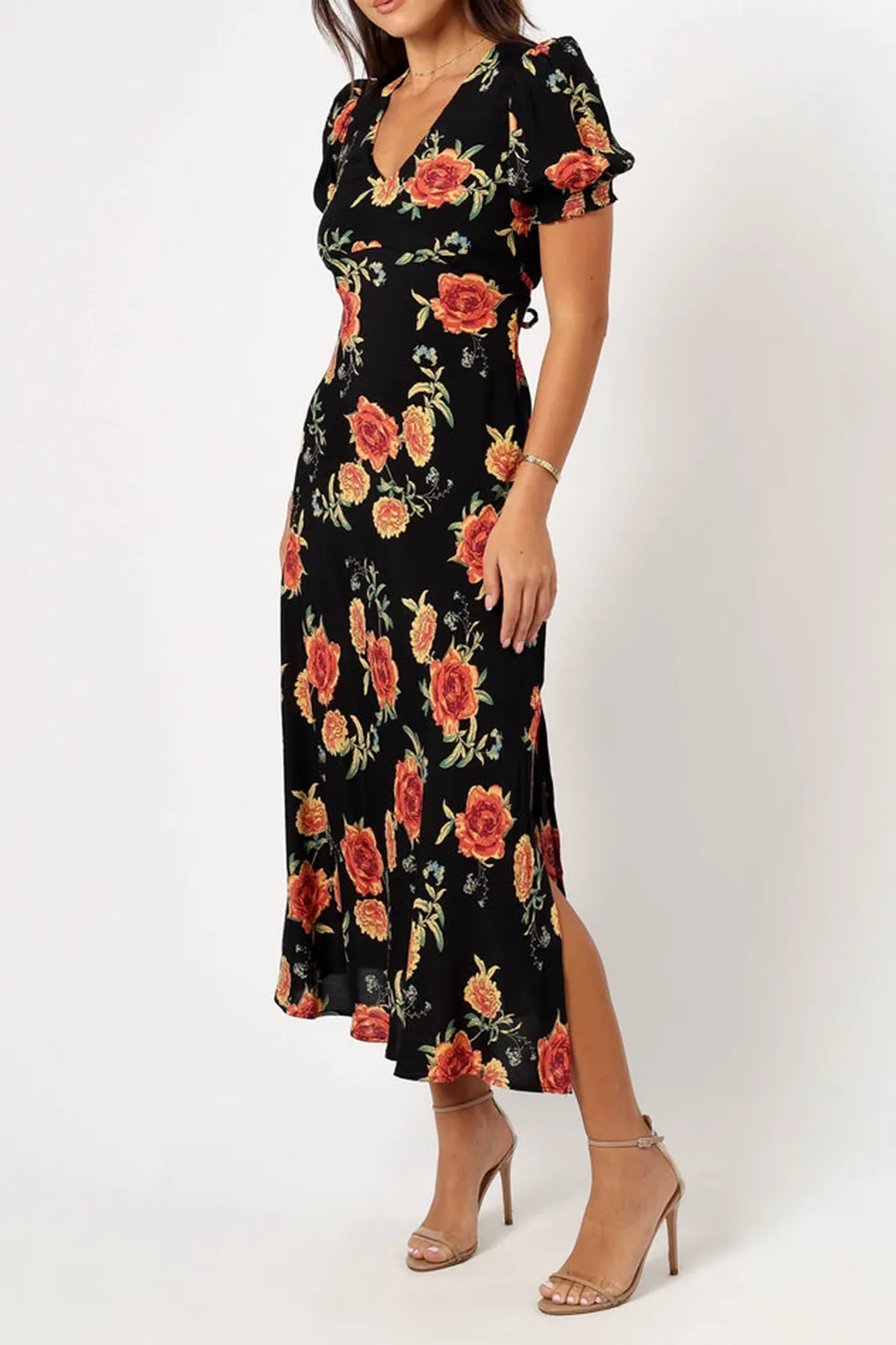 SUNSET FLORAL MIDI DRESS