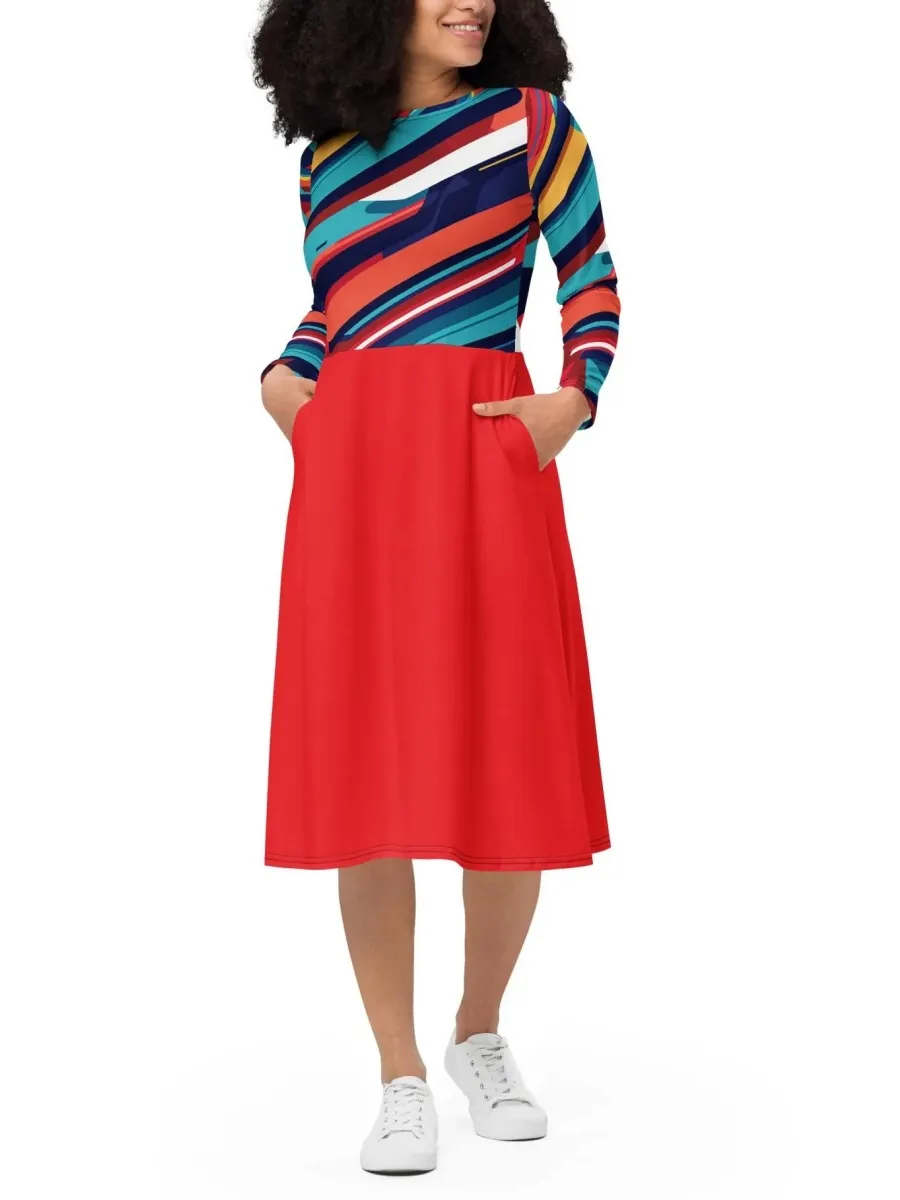 Vibrant Stripe Print Dress