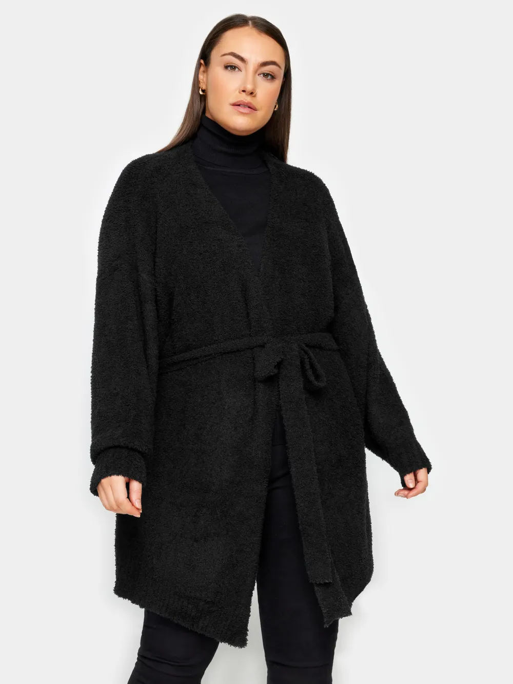 Evans Black Teddy Longline Cardigan