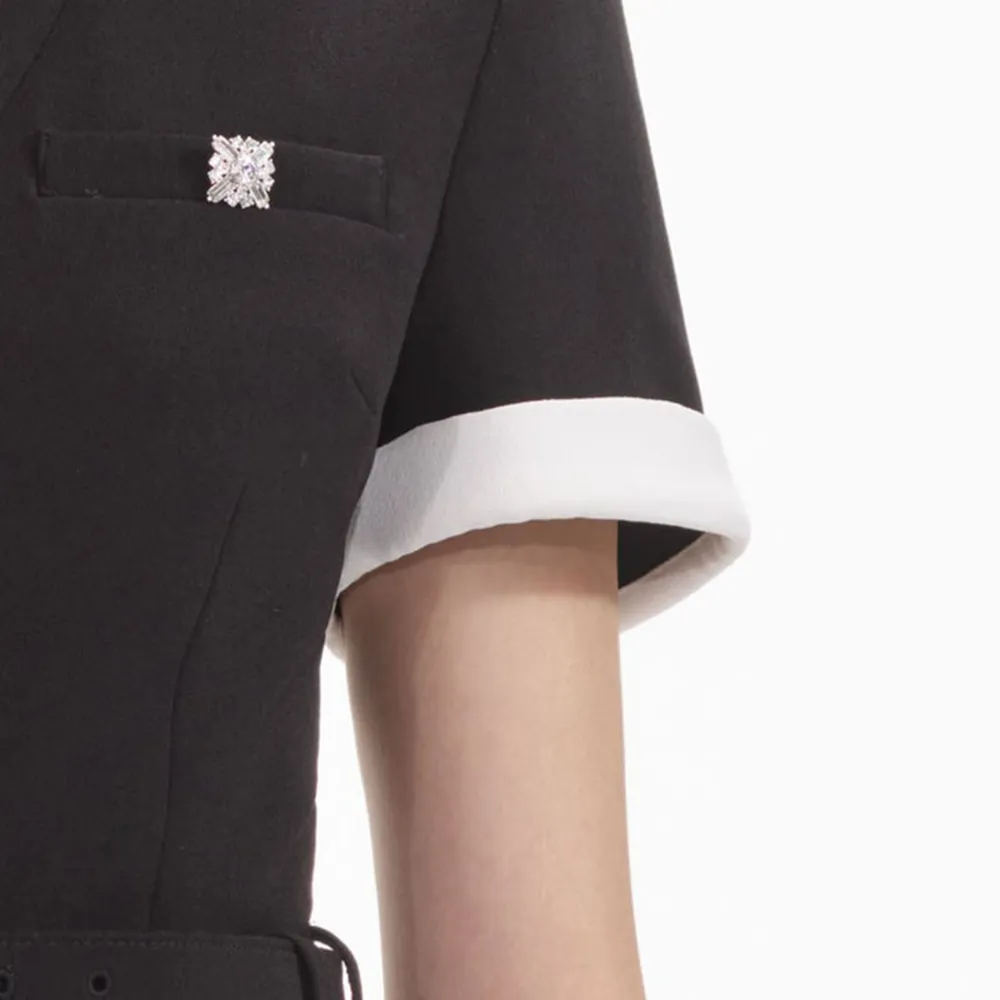 Black Crepe Contrast Top