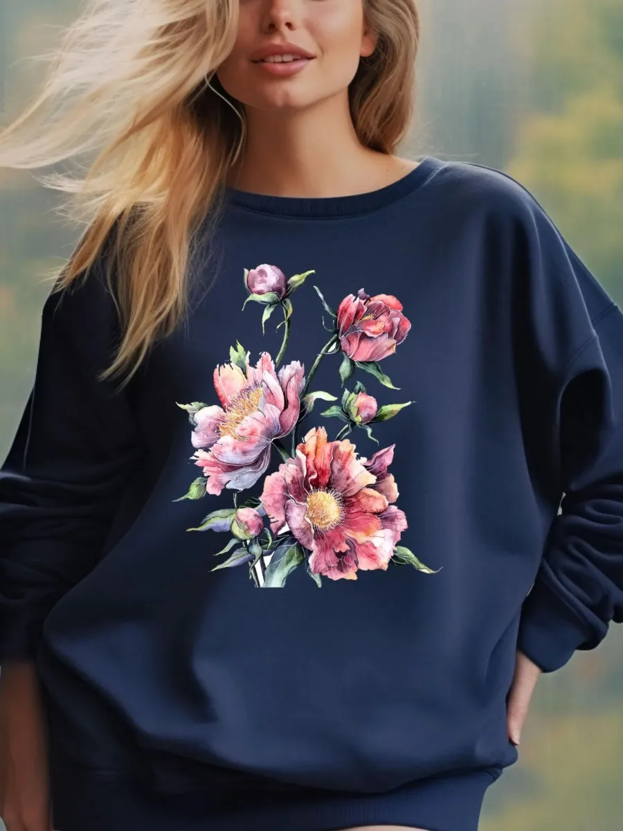 Watercolor Peony Sweatshirt