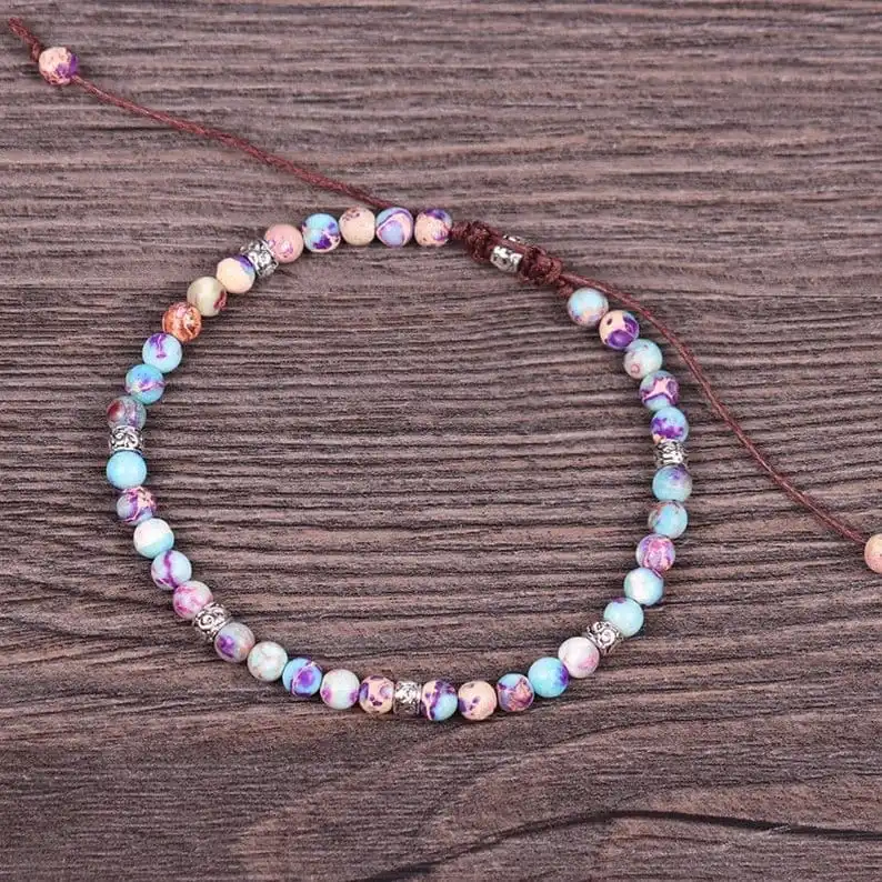 Grounding Bracelet-Positive Energy Bracelet-Natural Japser Stone Bracelets-Friendship Bracelets with Beads-Earth Healing Yoga Bracelet Gift