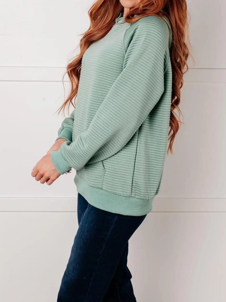 Loose Stripe Comfortable Breathable Green Hoodie