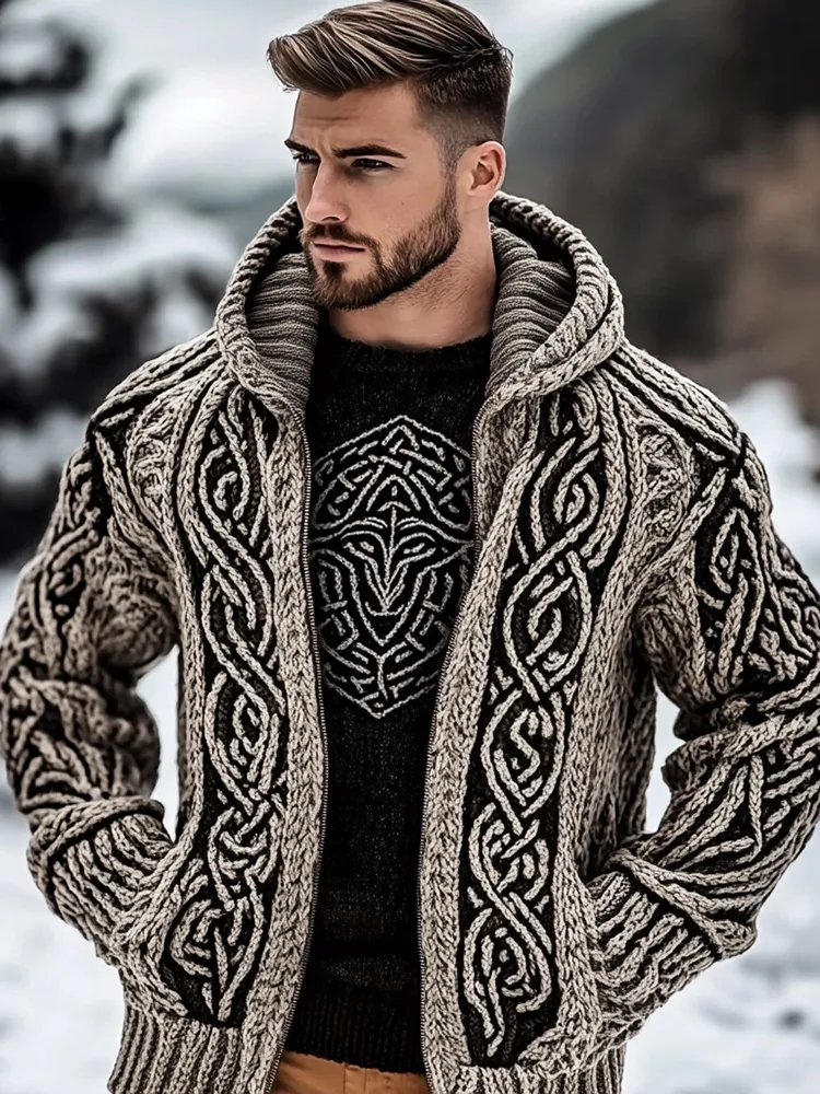 Men's Viking Kyle Style Extra Thick Hooded Zip-up Sweater