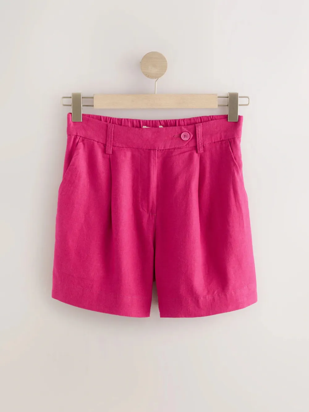 Basic Minimalist Solid Color Linen Blend Shorts