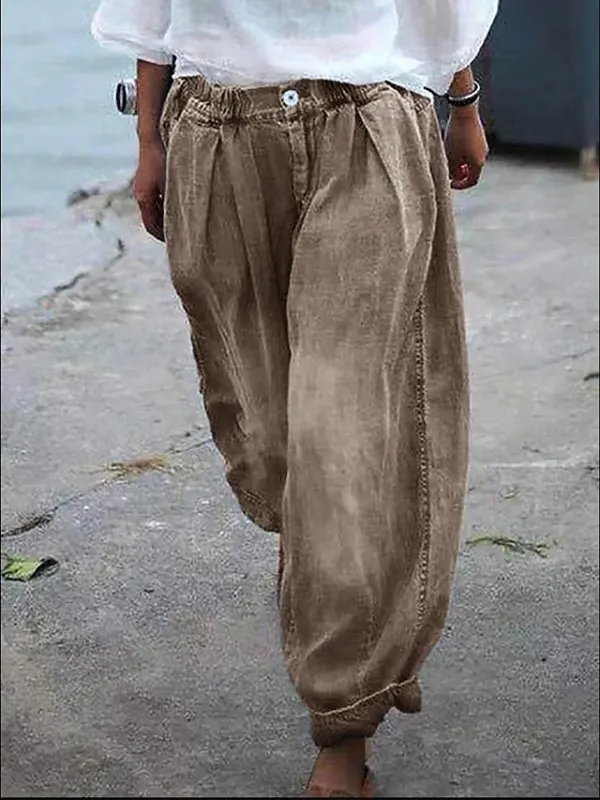 Women's Joggers Pants Trousers Baggy Faux Denim Mid Waist Fashion coastal grandma style Casual Weekend Print Micro-elastic Full Length Comfort Flower / Floral