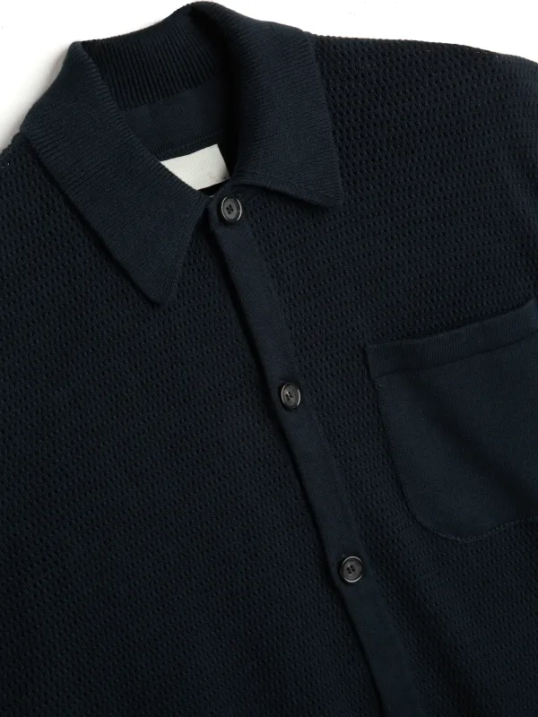 Navy Short Sleeve Knitted Shirt