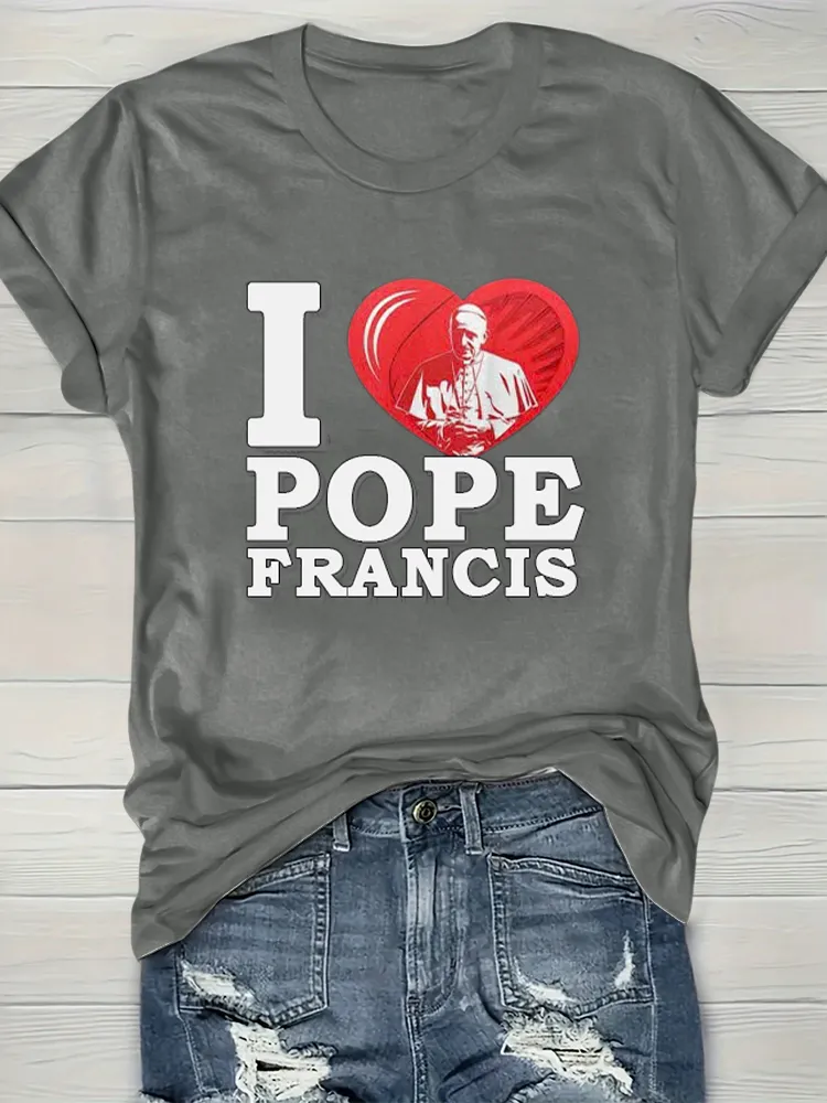 Women's I Love PF Print Short Sleeve Round Neck Cotton T-Shirt