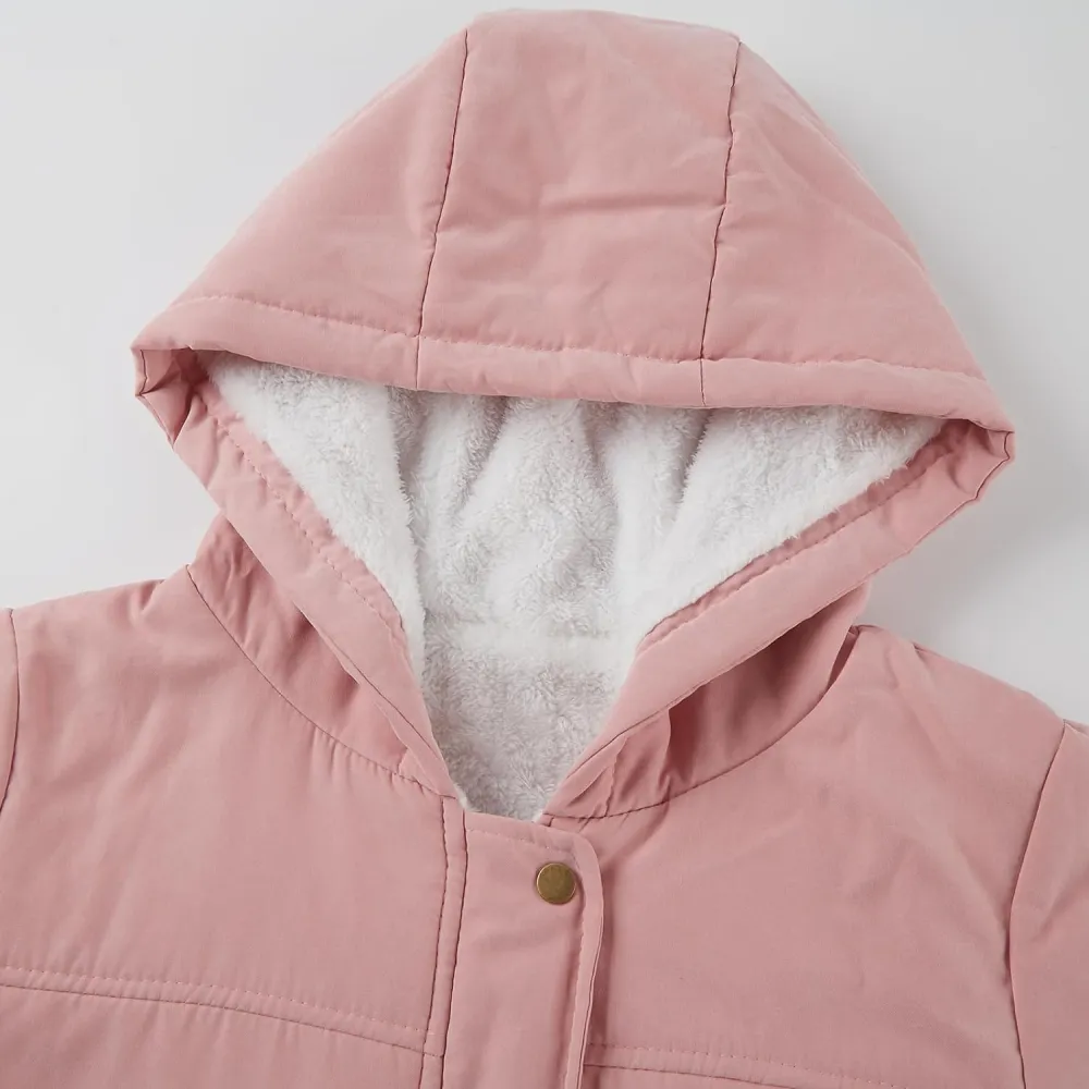 Women's Winter Mid Length Thick Warm Faux Lamb Wool Lined Jacket Coat