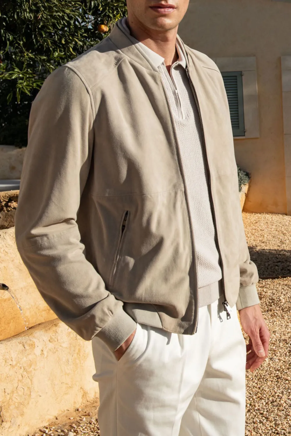 Soft Suede Bomber Jacket