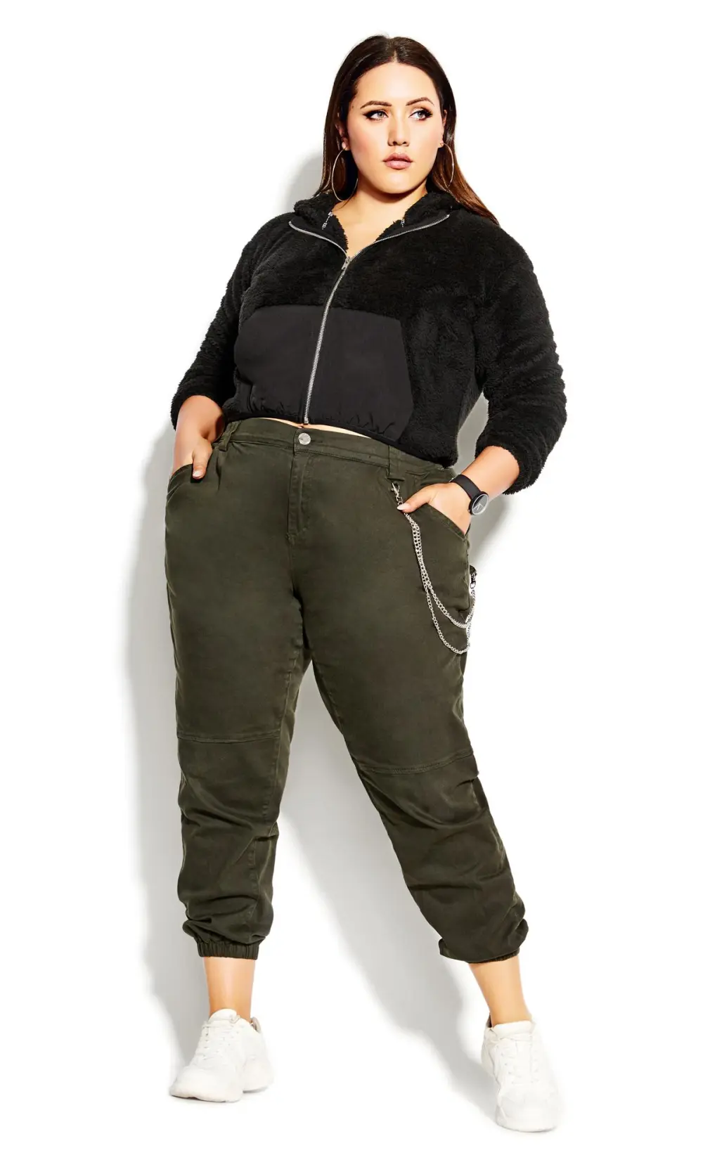 Evans Black Crop Teddy Jacket