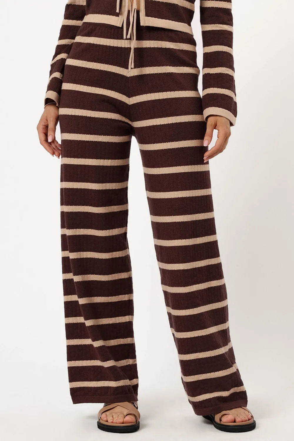 CHOCOLATE BROWN STRIPE KNIT PANT